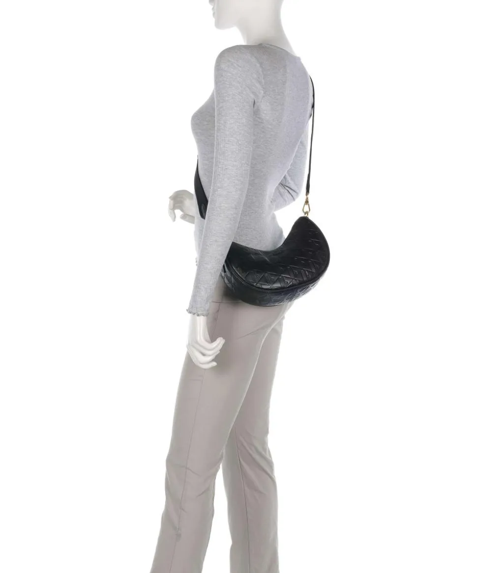 Maheki Schultertasche geprägtes Rindsleder schwarz