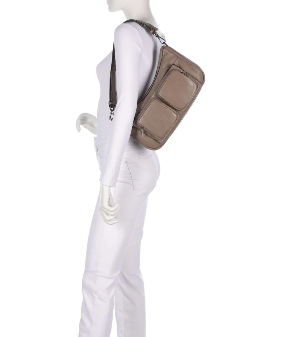 Maia Sheep Natural M Schultertasche Schafsleder taupe