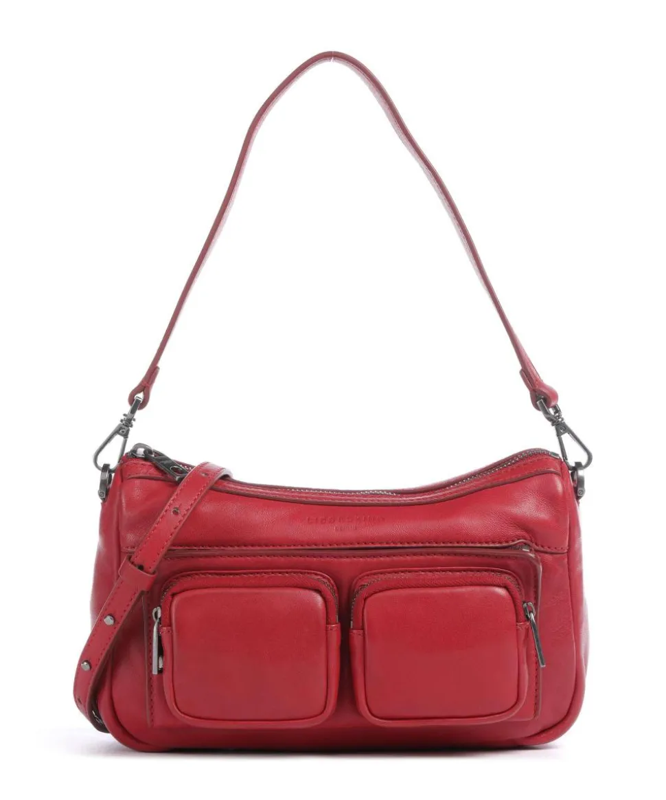 Maia Sheep Natural S Schultertasche Schafsleder dunkelrot