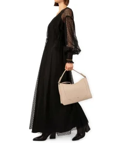 Mara M Beuteltasche genarbtes Rindsleder beige