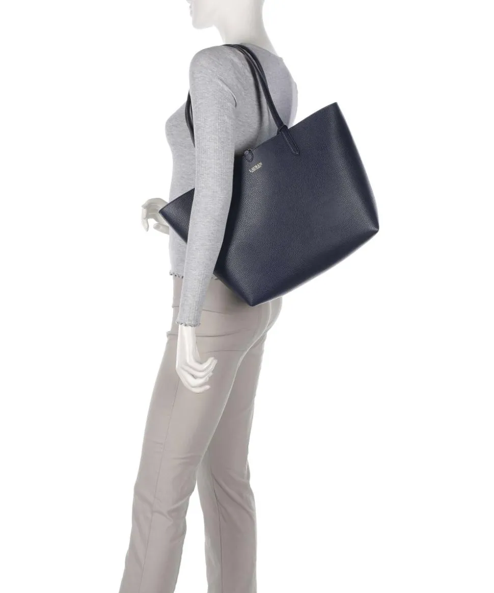 Medium Shopper Lederimitat navy