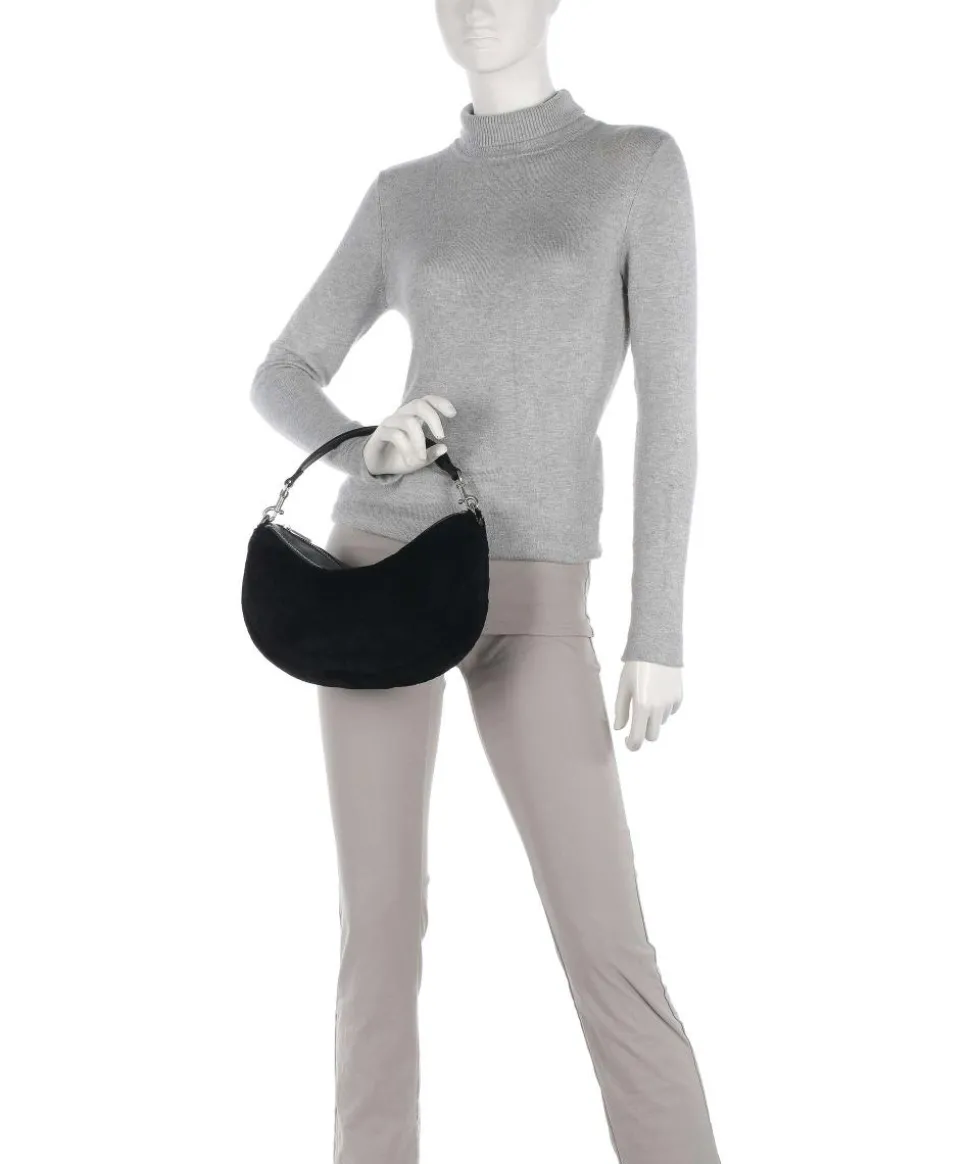 Melli Shearling S Beuteltasche fein genarbtes Leder, Kunstfell schwarz