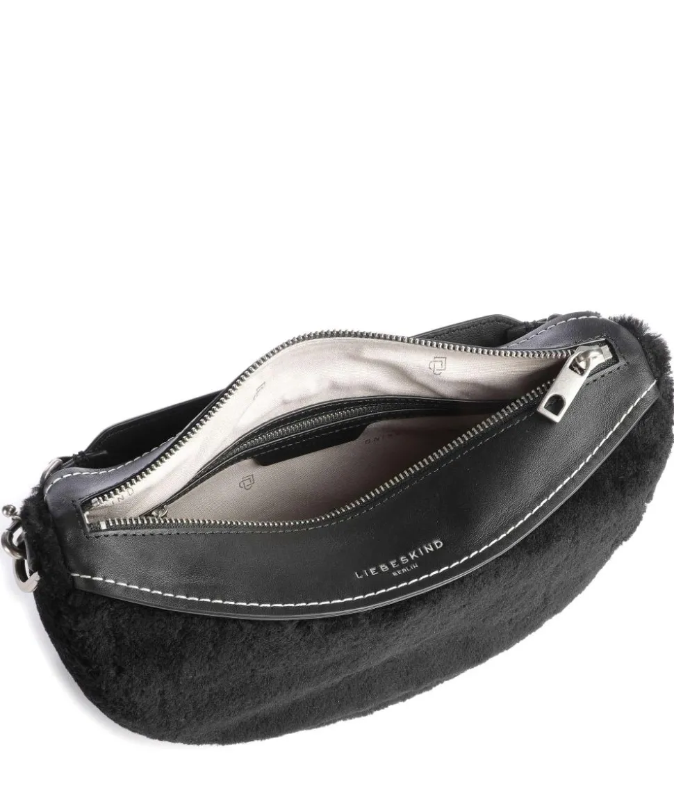 Melli Shearling S Beuteltasche fein genarbtes Leder, Kunstfell schwarz