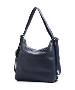 Mellow Leather Rucksack-Tasche genarbtes Kalbsleder navy