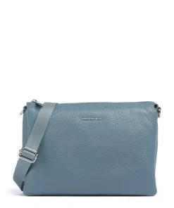 Mellow Leather Umhängetasche genarbtes Kalbsleder blaugrau
