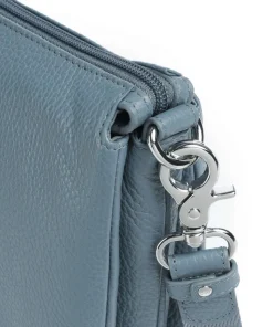 Mellow Leather Umhängetasche genarbtes Kalbsleder blaugrau