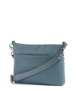 Mellow Leather Umhängetasche genarbtes Kalbsleder blaugrau
