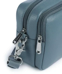 Mellow Leather Umhängetasche genarbtes Kalbsleder blaugrau