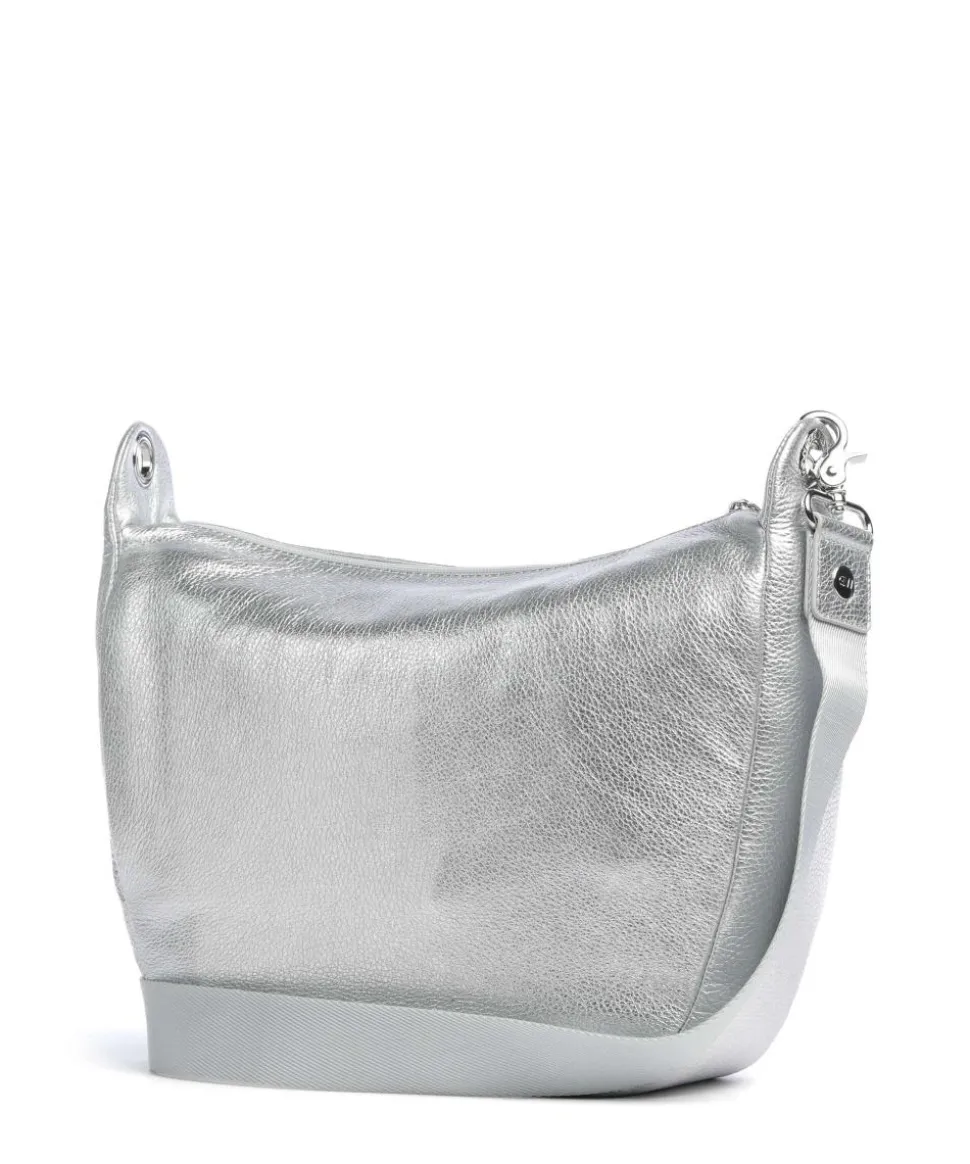 Mellow Metal Umhängetasche genarbtes Kalbsleder silber