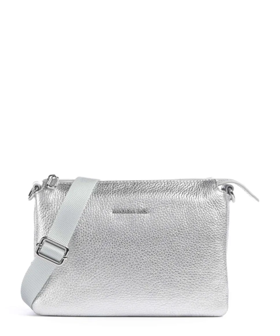 Mellow Metal Umhängetasche genarbtes Kalbsleder silber