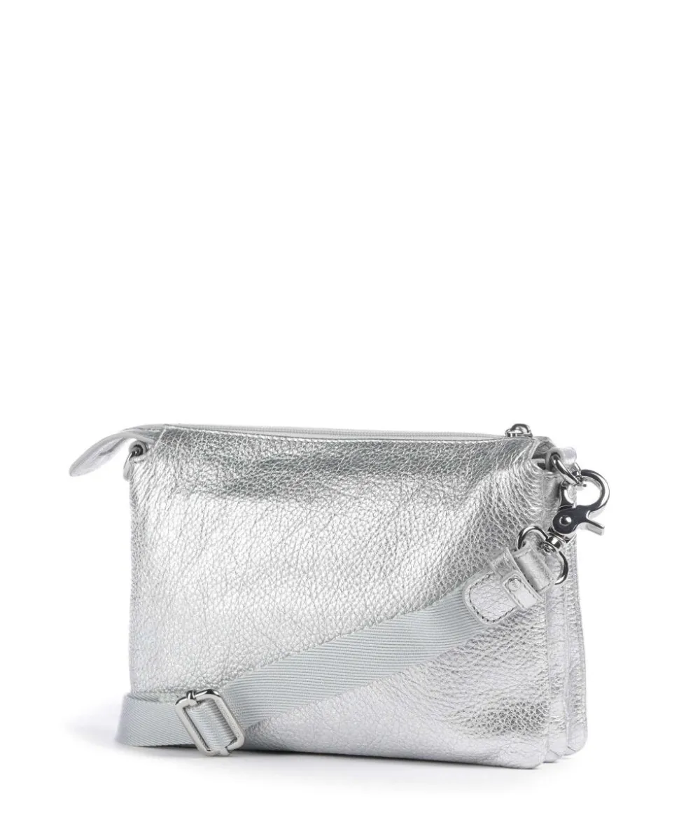 Mellow Metal Umhängetasche genarbtes Kalbsleder silber