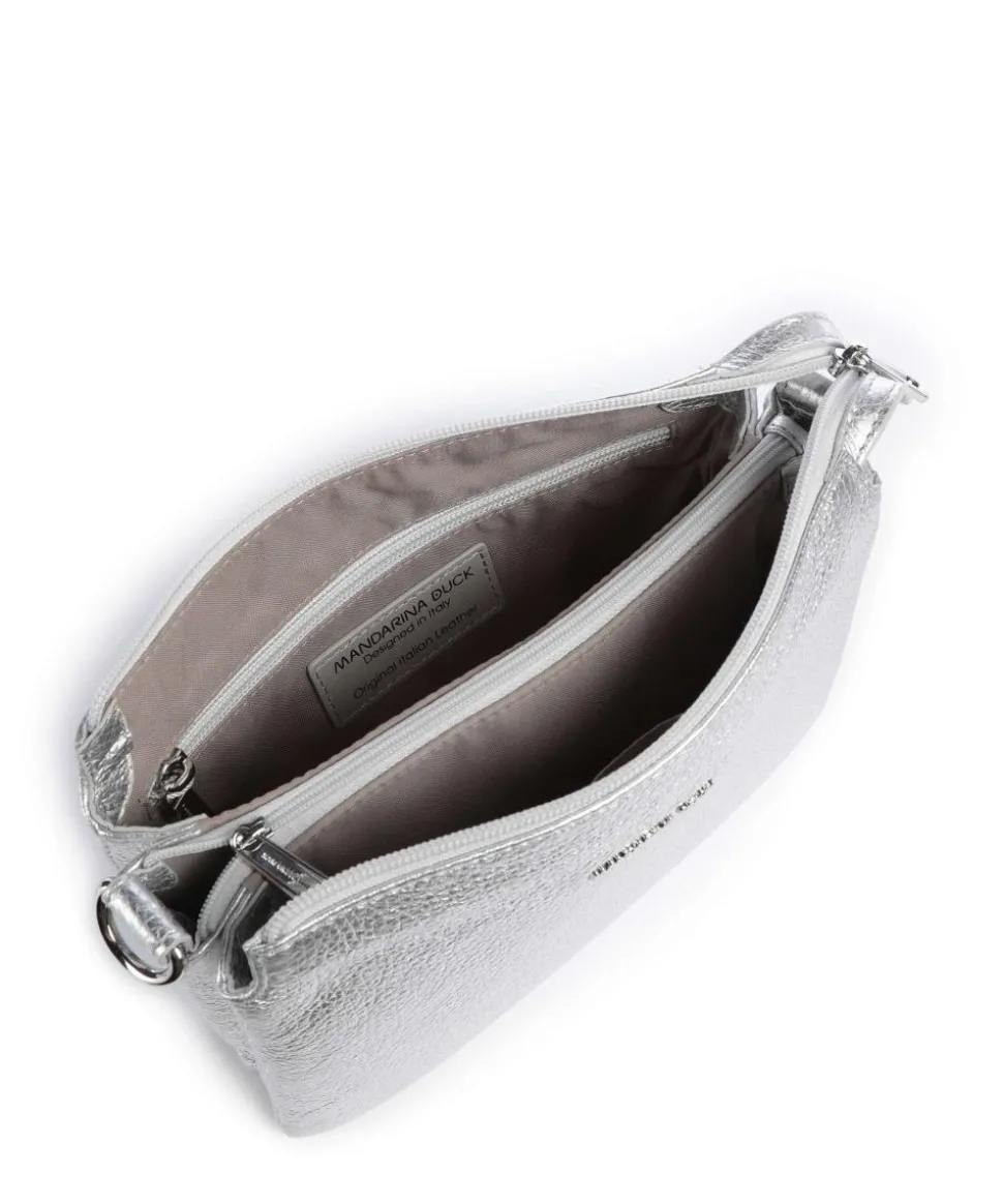 Mellow Metal Umhängetasche genarbtes Kalbsleder silber