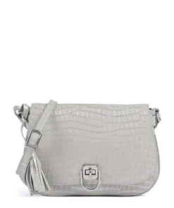 Mermaid Umhängetasche geprägtes Rindsleder hellgrau