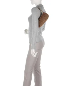 Merveille Astrakan Schultertasche genarbtes Rindsleder, Kunstfell taupe