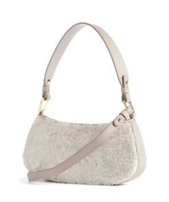 Merveille Astrakan Schultertasche genarbtes Rindsleder, Kunstfell natur