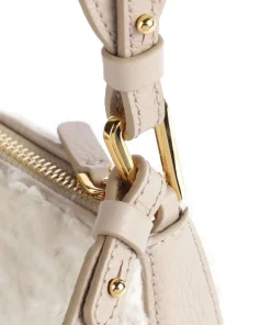 Merveille Astrakan Schultertasche genarbtes Rindsleder, Kunstfell natur