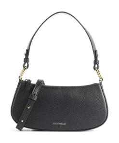 Merveille Schultertasche genarbtes Leder schwarz