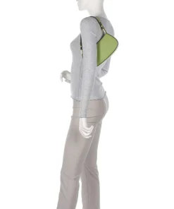 Merveille Schultertasche genarbtes Leder grün