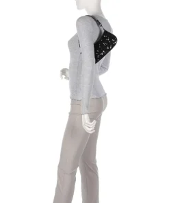 Merveille Schultertasche fein genarbtes Leder schwarz