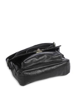 Metal Memory Umhängetasche genarbtes Rindsleder schwarz