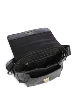 Metal Memory Umhängetasche genarbtes Rindsleder schwarz