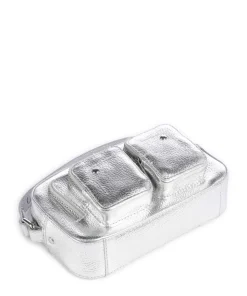 Metallic Helena Umhängetasche genarbtes Leder silber