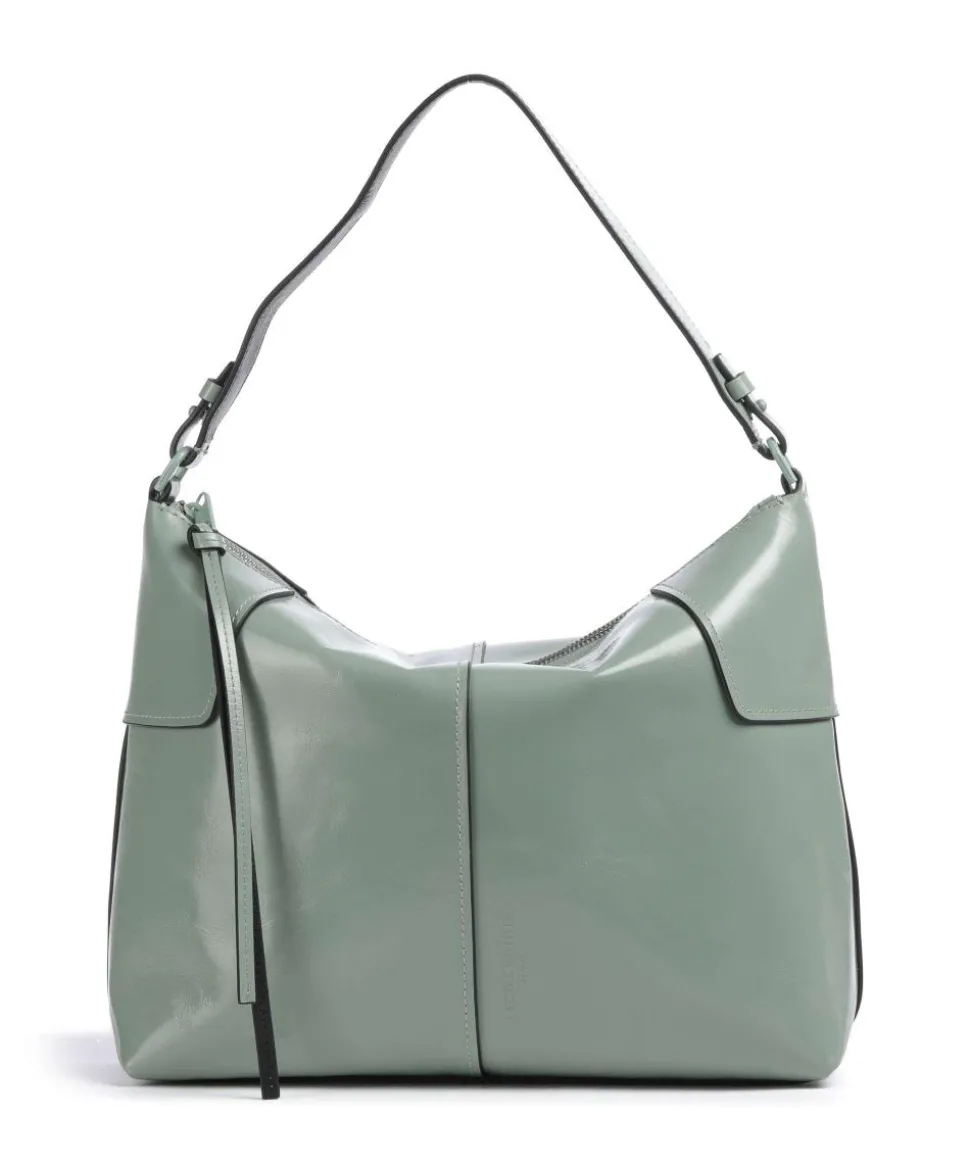 Mila Lack Distressed M Beuteltasche Rindsleder graugrün