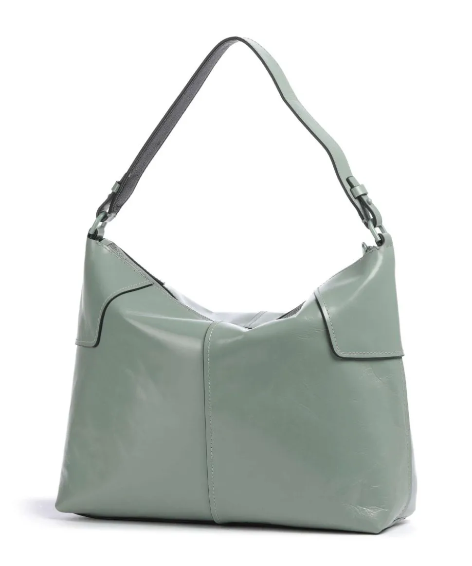 Mila Lack Distressed M Beuteltasche Rindsleder graugrün