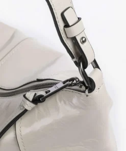 Mila Lack Distressed M Beuteltasche Rindsleder elfenbein