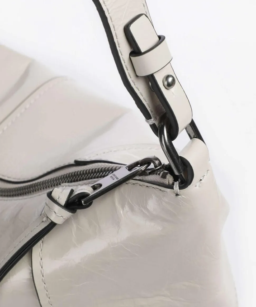 Mila Lack Distressed M Beuteltasche Rindsleder elfenbein