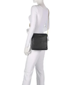 Milano Umhängetasche genarbtes Leder schwarz