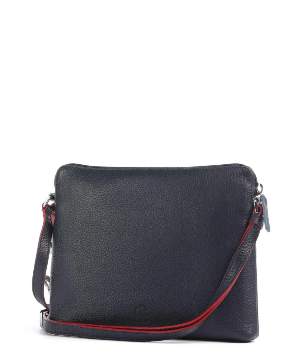 Milano Umhängetasche genarbtes Leder dunkelblau