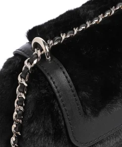 Mileva Schultertasche Kunstfell schwarz