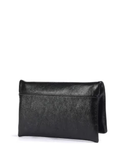 Mimosa Strass Clutch genarbtes Leder schwarz