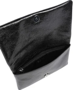 Mimosa Strass Clutch genarbtes Leder schwarz