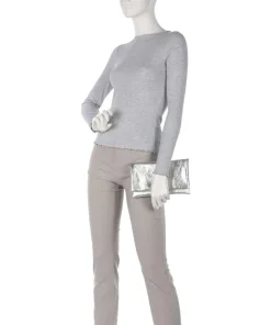 Mimosa Strass Clutch genarbtes Leder gold