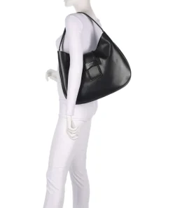 Mina Beuteltasche fein genarbtes Rindsleder schwarz