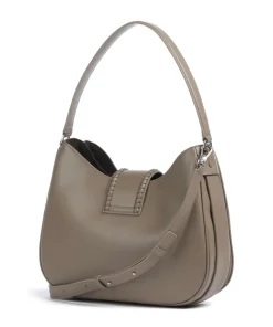 Mina Schultertasche fein genarbtes Rindsleder taupe
