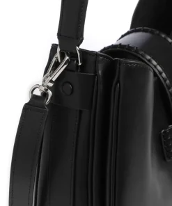 Mina Schultertasche fein genarbtes Rindsleder schwarz