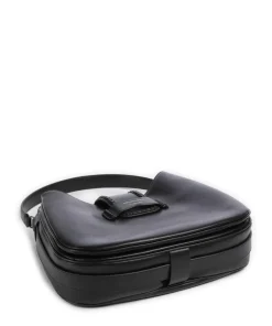 Mina Schultertasche fein genarbtes Rindsleder schwarz