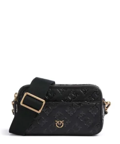 Mini Umhängetasche geprägtes Kalbsleder schwarz