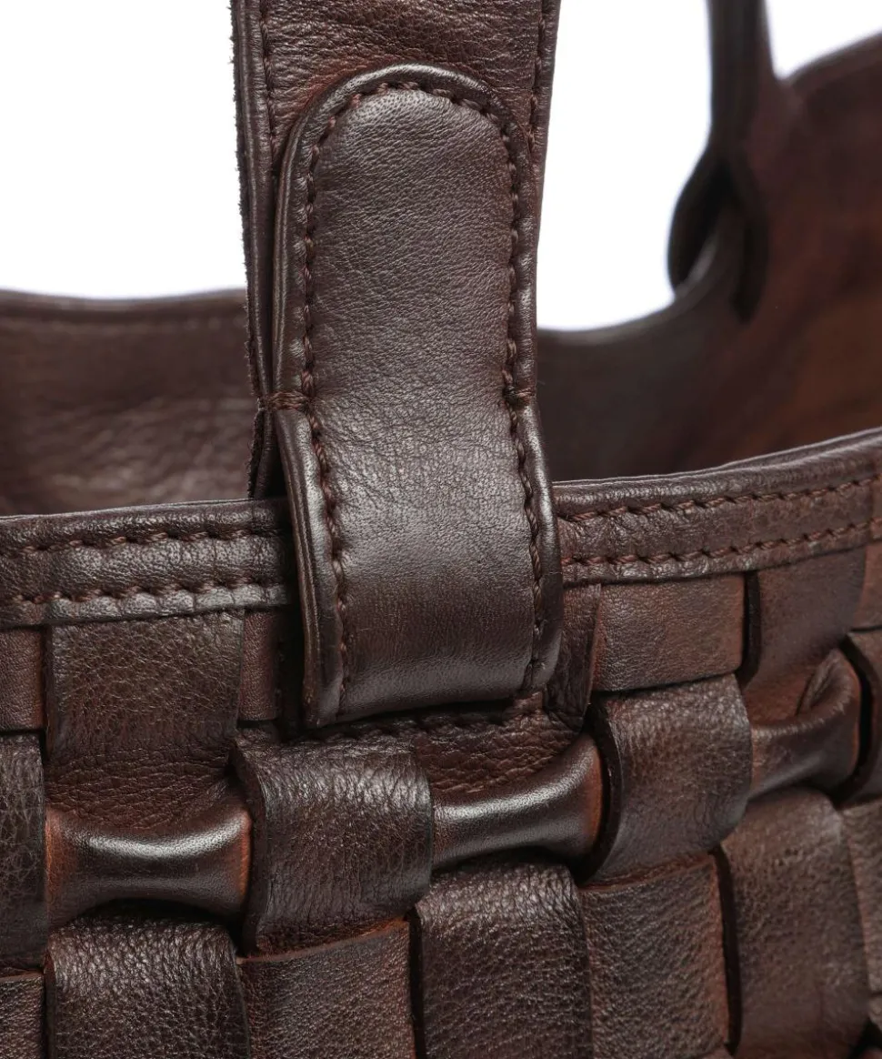 Modern Handcraft Shopper genarbtes Leder braun