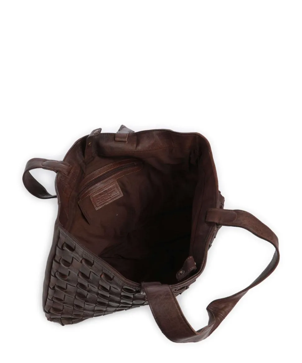 Modern Handcraft Shopper genarbtes Leder braun
