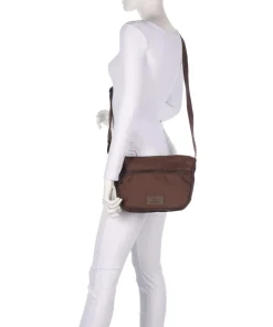 Mono Umhängetasche recyceltes Polyester dunkelbraun