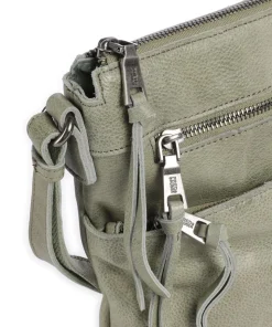 My old Friend Umhängetasche genarbtes Leder graugrün