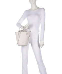 Myrtha Maxi Logo Bucket bag genarbtes Rindsleder weiß