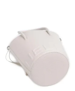 Myrtha Maxi Logo Bucket bag genarbtes Rindsleder weiß