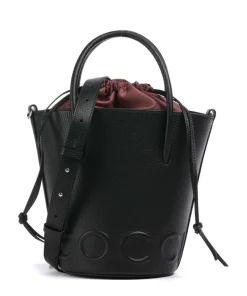 Myrtha Maxi Logo Bucket bag genarbtes Rindsleder schwarz