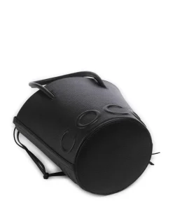 Myrtha Maxi Logo Bucket bag genarbtes Rindsleder schwarz