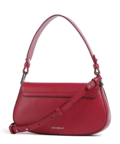 Myrtha Maxi Logo Schultertasche genarbtes Leder rot